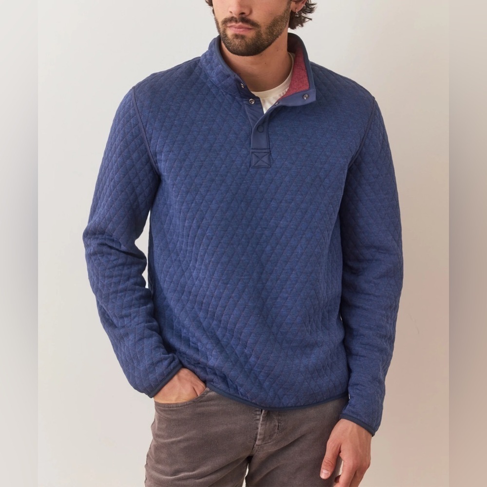 Marine Layer Blue Cut & Sew Reversible Corbet Pullover Small